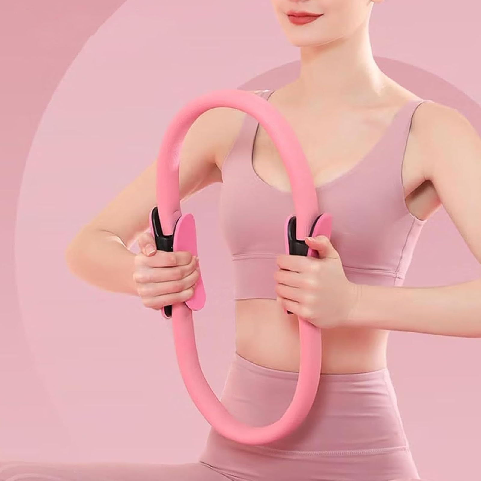 Genérico Pilates Ring Fitness Trainer, Pilates Ring Magic with Double Padded Handles, Pilates Ring Fitness Circle 14.96" Yoga Rings Magic Circle, for Toning Arms, Legs Men and Women