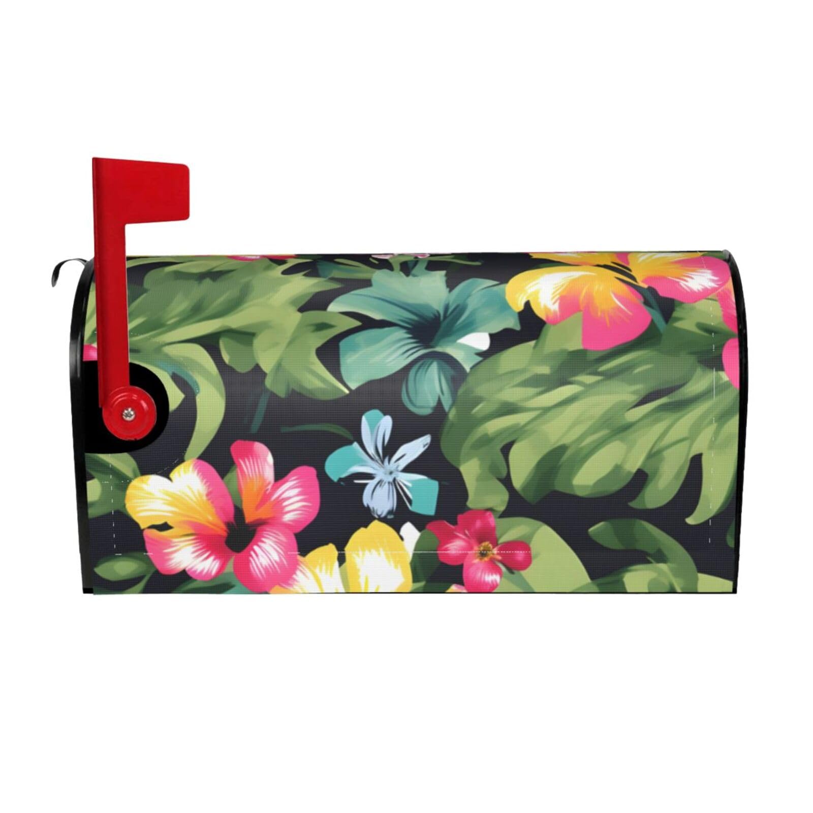 Hawaiian Flower Print Print Mailbox Cover Wraps Post Letter Box Cover Decor For Outside Garden Yard Farmhouse Home