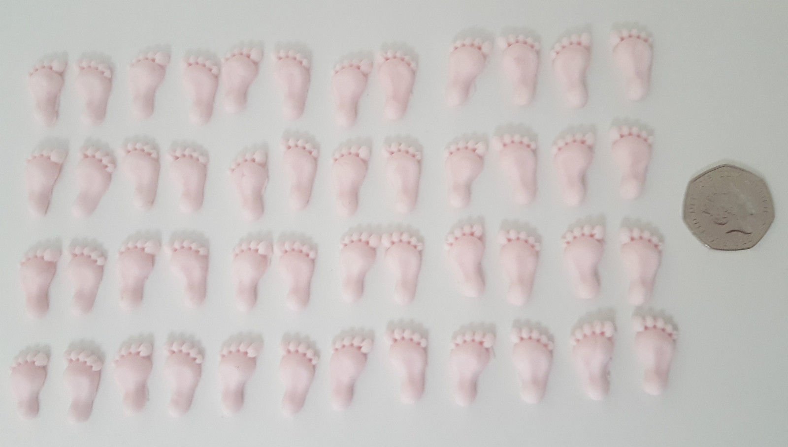 Wildingscakeproducts Baby Feet 40 X Baby Pink Christening And Baby Shower Cake Toppers Baby Feet) Extra Large