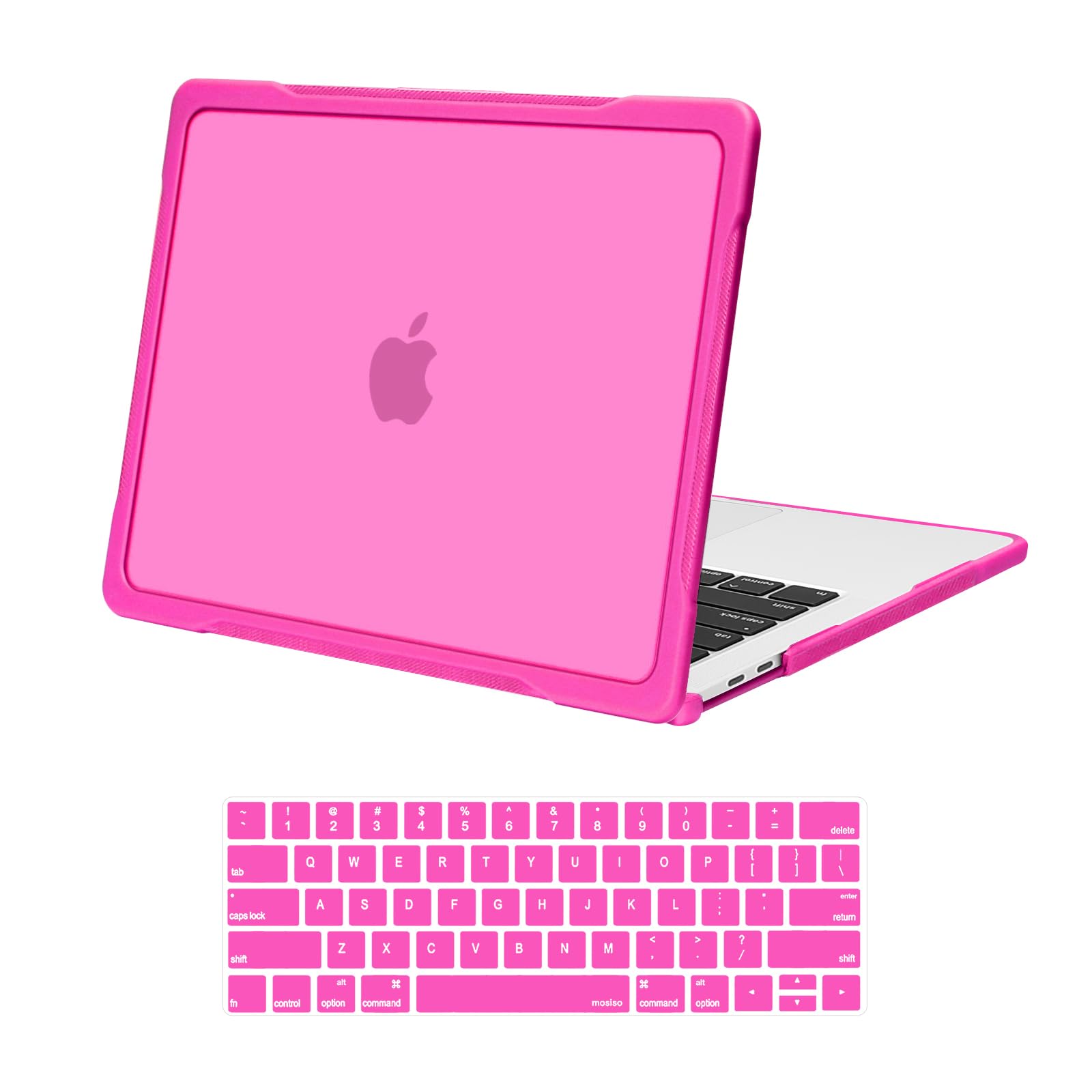 MOSISO Compatible with MacBook Pro 13 inch Case M2 2025-2016 A2338 M1 A2251 A2289 A2159 A1989 A1708 A1706, Soft TPU Bumper Anti-Cracking&Anti-Fingerprint Plastic Hard Case&Keyboard Cover, Rose Red