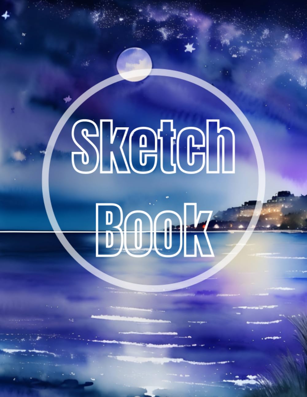Sketch Book: Premium watercolor sea night view design cover page Sketchbook Blank Paper Pad 8.5" x 11" - sketchbook 120 Pages Blank Paper Book For ... Unlined Journal Soft Cover sketchbooks