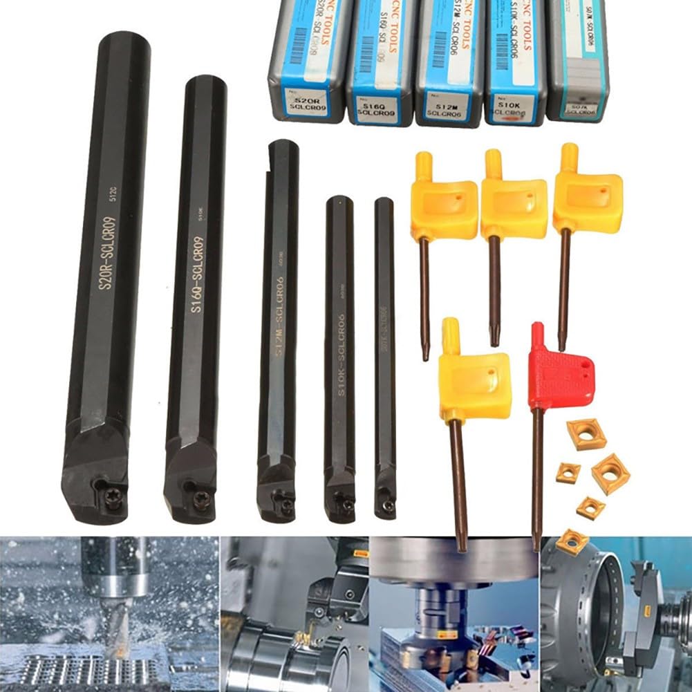 FACAIIO Bohrstangenhalter-Set SCLCR09 mit CCMT-Einsätzen, Drehen und Bohren, inkl. Größen 7 mm, 10 mm, 12 mm, 16 mm, 20 mm, 5-teilig