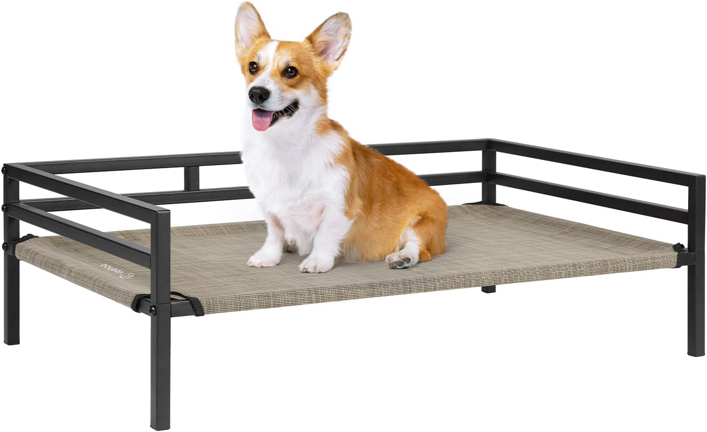 Veehoo Metal Elevated Dog Bed, Cooling Raised Pet Cot with Chew Proof and Washable Textilene Mesh, No-Slip Feet and Stable Rustless Frame for Indoor & Outdoor, Medium, Beige Coffee Medium-36.6"L x 22.8"W x 11"H Beige Coffee