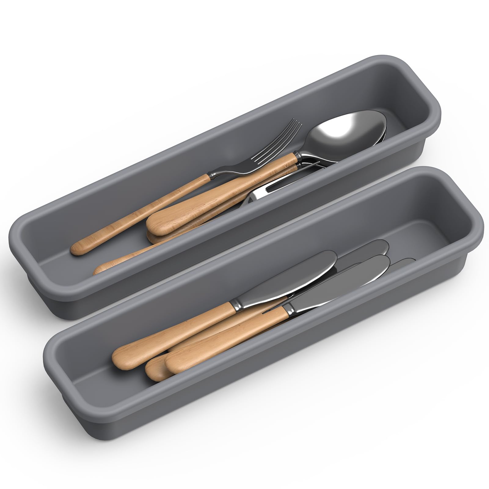 Organizzatore per cassetti da cucina Scatola portaoggetti per posate Organizzatore per armadietto regolabile con divisorio Scatola portaoggetti per utensili per cassetti  15