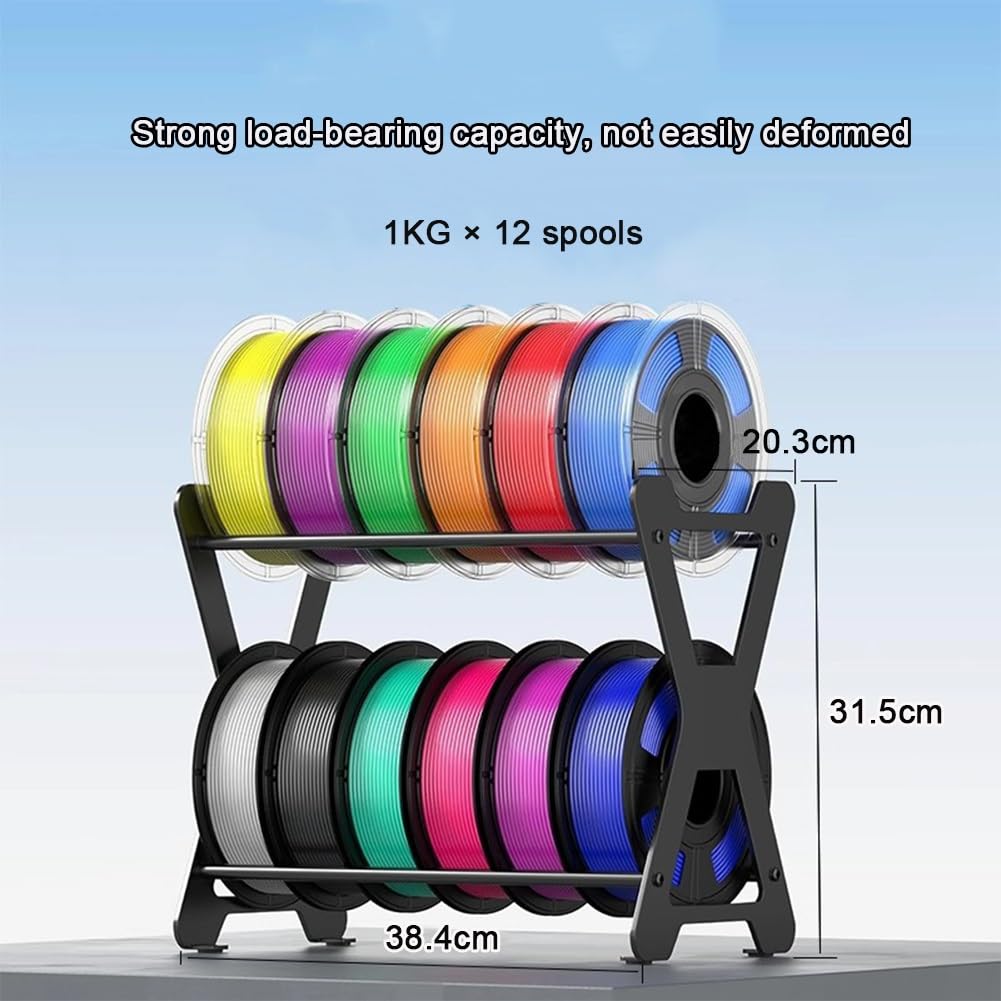 Estante de filamentos de metal, organizador de escritorio de doble capa para suministros de impresión 3D, ideal para estaciones de trabajo y oficinas