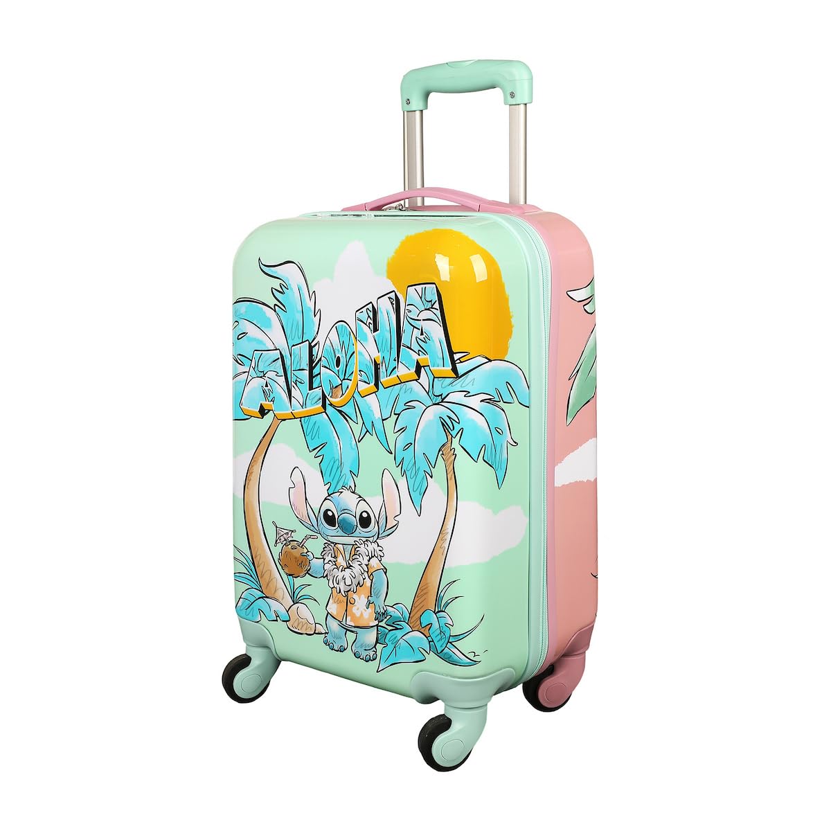 Bioworld Lilo & Stitch Dual-Side Tropical Stitch & Angel Print 20" Adult ABS Luggage