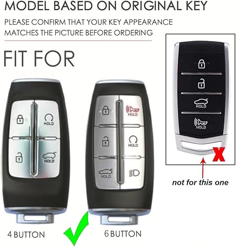 Miniatura 2 de ontto Funda de cuero para llavero de automóvil con llavero compatible con Hyundai Genesis G80 2017-2020, Azul