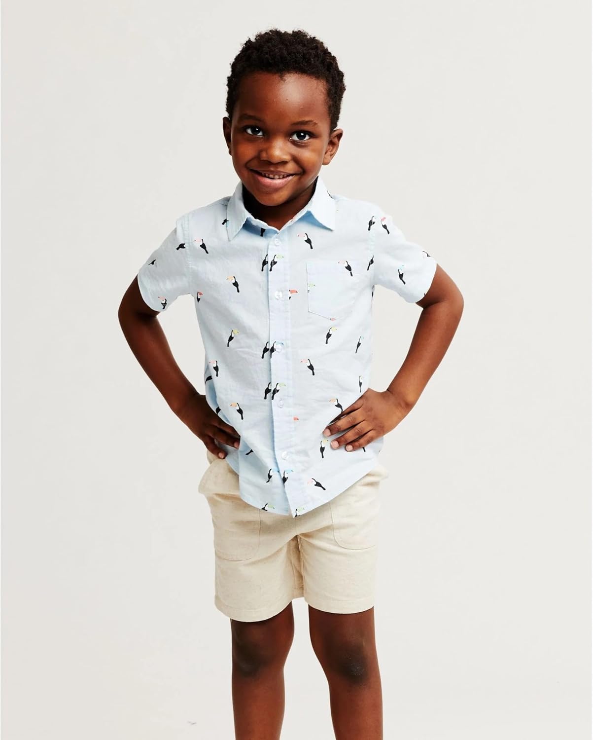 Andy & Evan Boys' Short Sleeve Button Down, Stylish Summer Spring Shirts for Boys, Lightweight and Breathable - Image 2