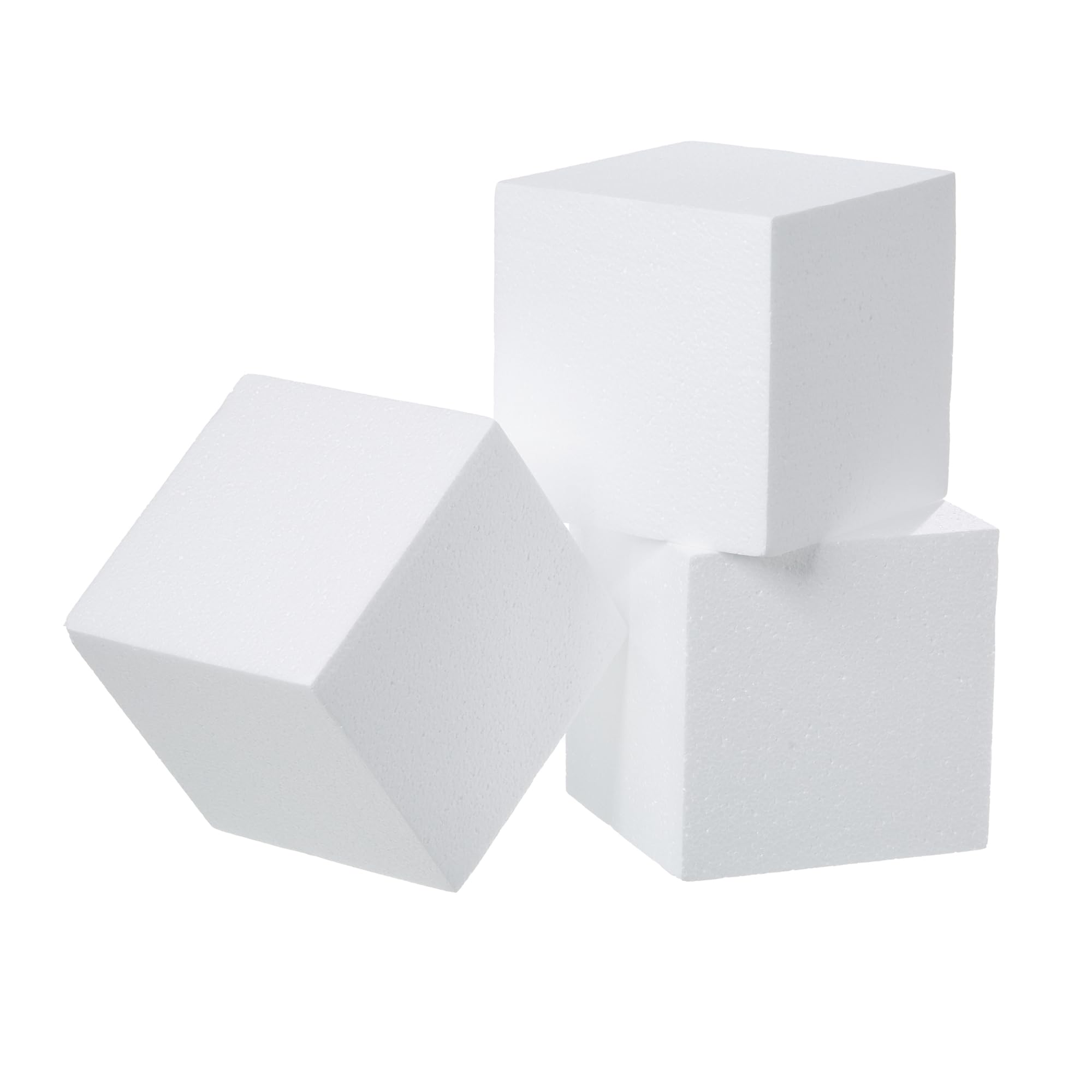 Crafare Paquete de 3 bloques de espuma para manualidades, cubos cuadrados de espuma de poliestireno de 5 x 5 x 5 pulgadas, para proyectos escolares, esculturas, arreglos florales, modelado y centros