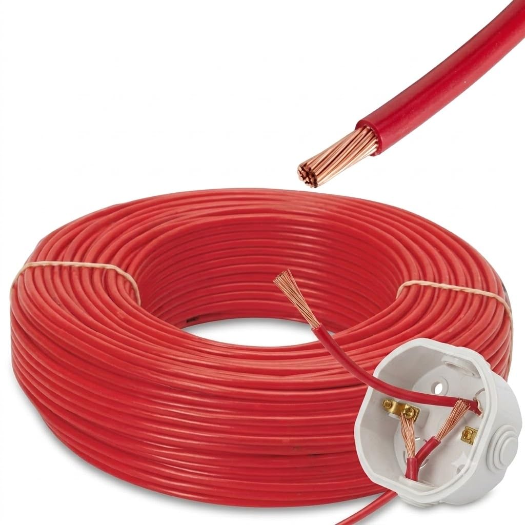 DRUMSTONE ( 2026 Brings 5 Years WARRANTY ) 0.50M Copper Wire For Home Electrical Wiring - Energy Saving & Strong Flexible Pure Copper Wire Roll for Kitchen, Office & House - 10 FOOT Red Wire-image-13