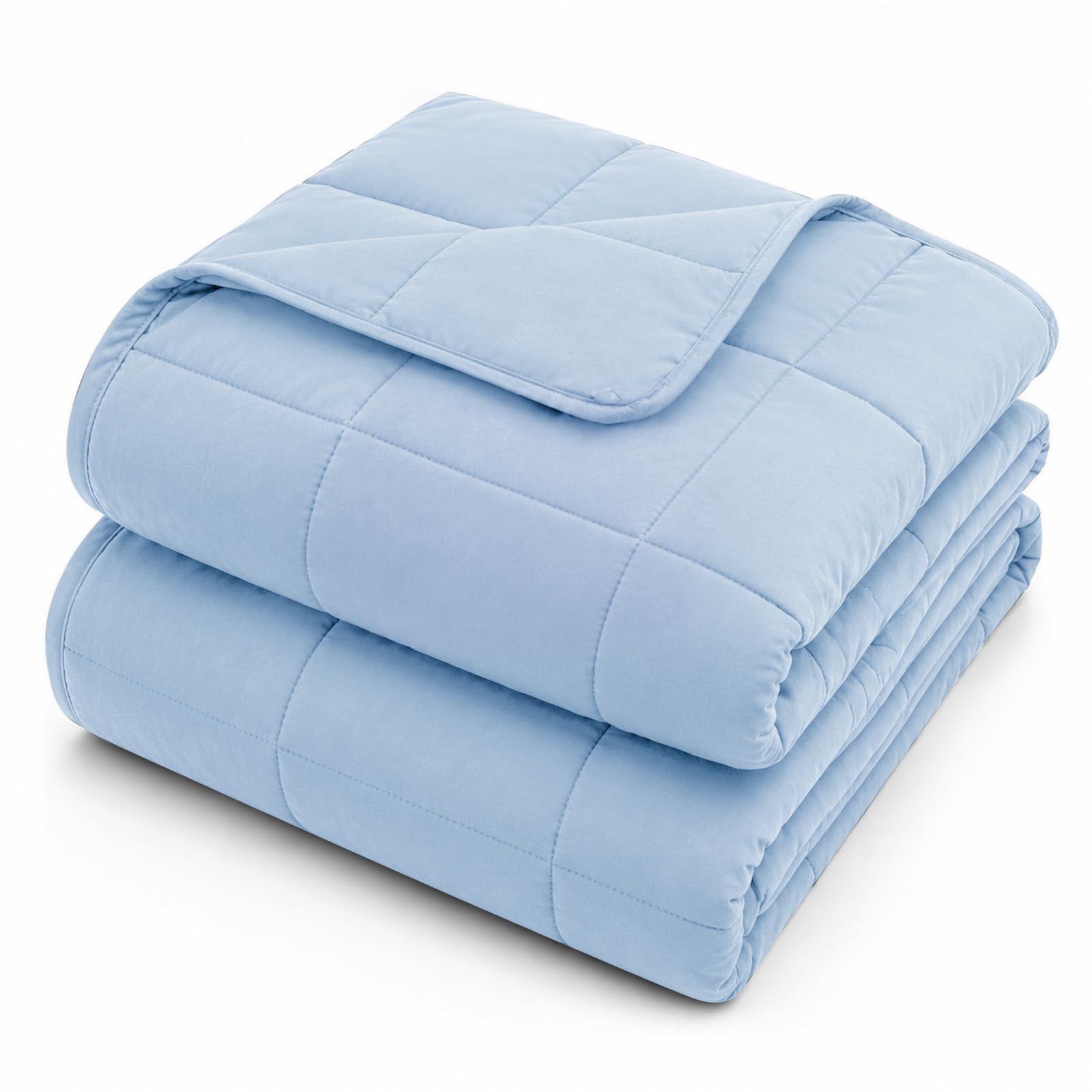 L'AGRATY Weighted Blanket for Adults 20lbs(Queen Size, 60"x80") Cooling Heavy Blanket Microfiber Breathable Big Weighted Throw Blanket for Summer Fall Winter, Light Blue — image 1