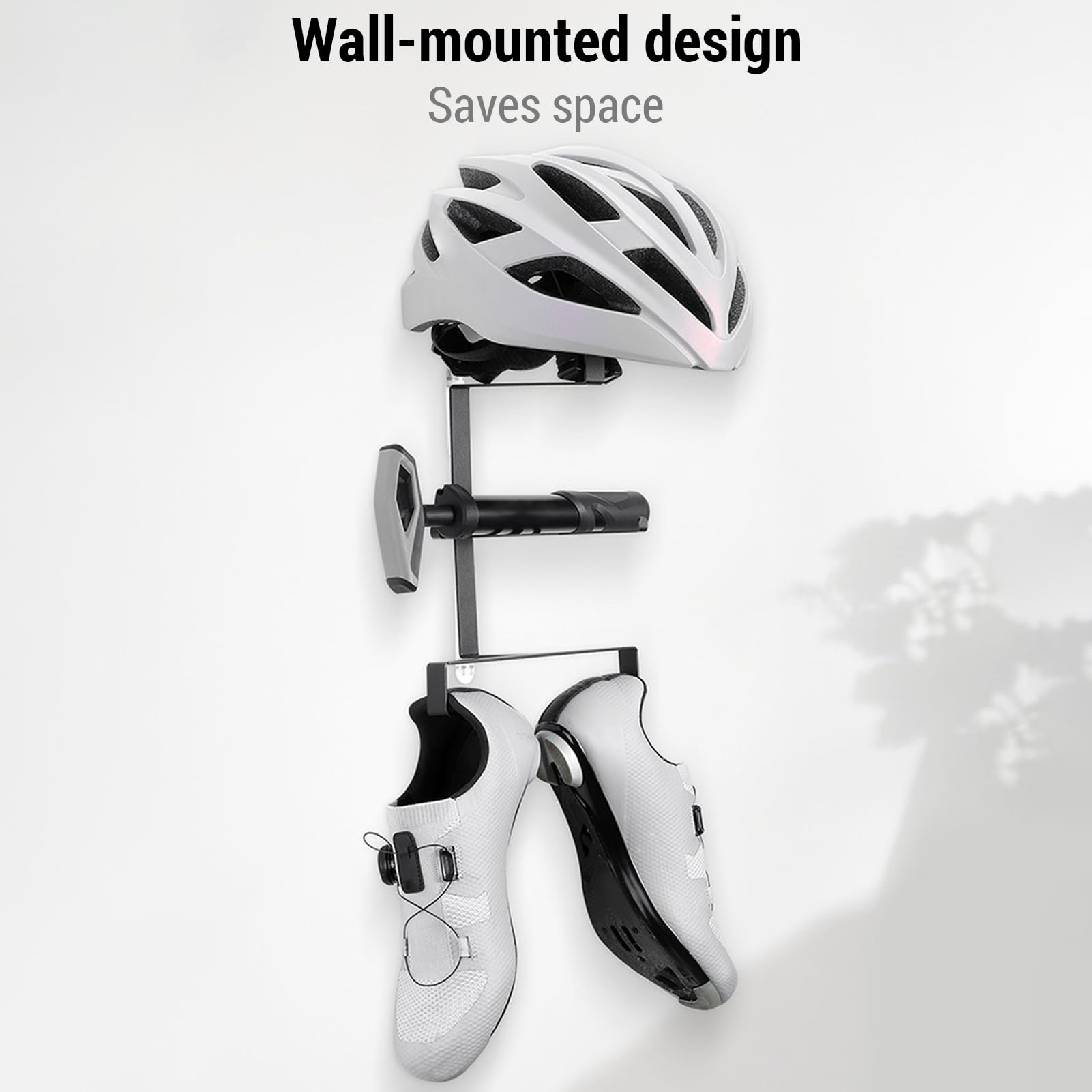Natudeco Bike Equipment Rack Wall Mount Display Holder Bike Helmet Hanging Stand Motorcycle Accessories Organizer Shoes Hats Helmet Shelf
