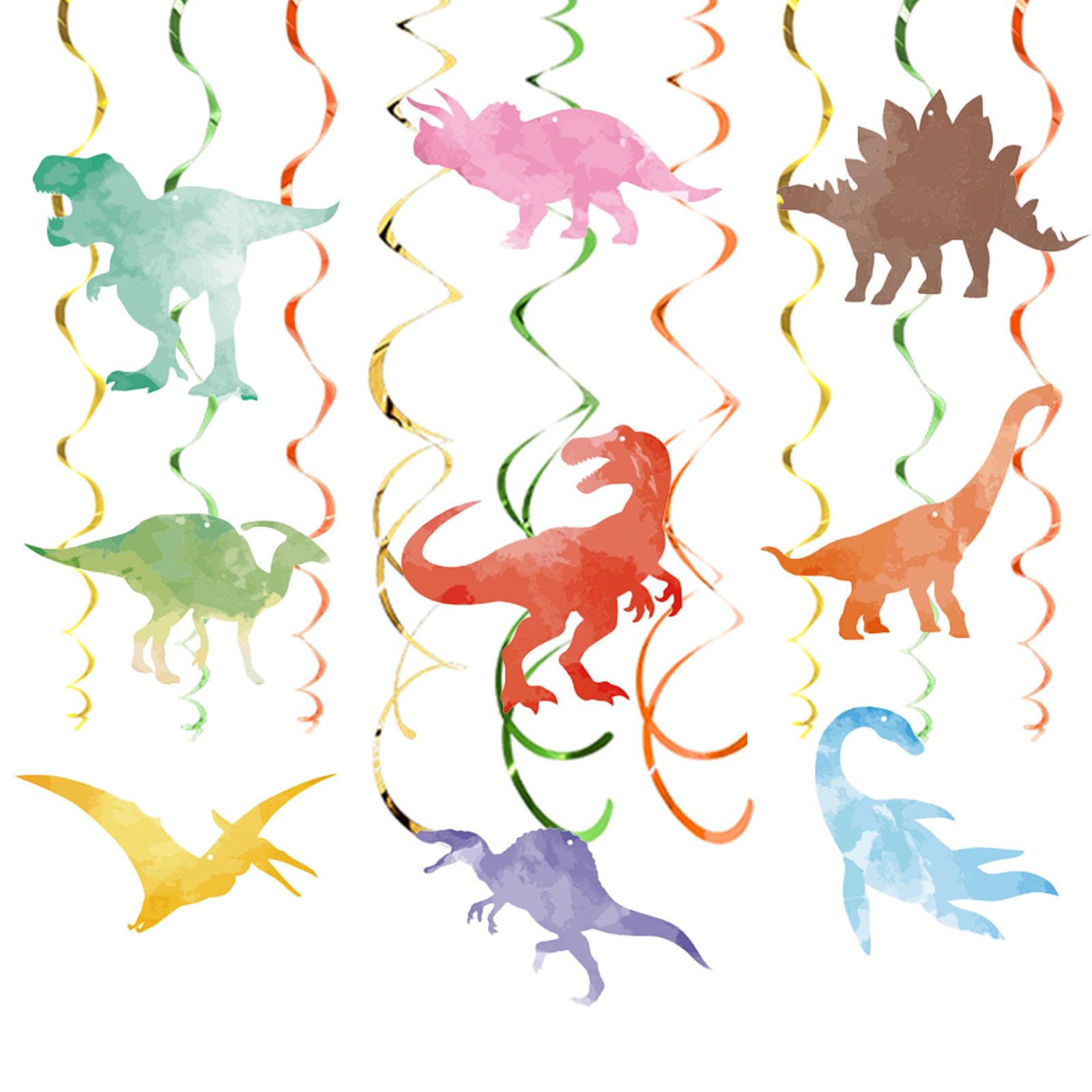 MORAINJAY 18 Pcs Dinosaur Hanging Swirls, Dinosaur Party Decorations, Dino Banner Card, Streamers Hanging Decorations for Birthday, Dino Theme Party Backdrop Supplies