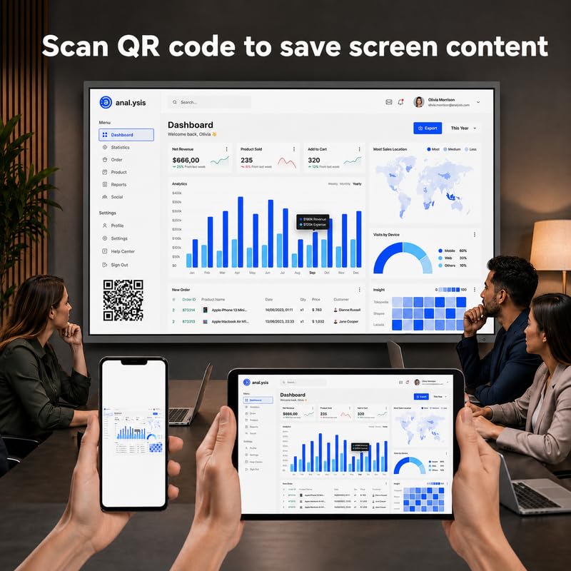 Image of BIG VUE Pro 75 inch Android 16 Interactive Television + Stand, 4K UHD Google EDLA + AI Enabled Flat Panel Digital Board, Ultra Octa-Core Processor, 48MP Camera, 8 /128 GB for Teaching & Office Use