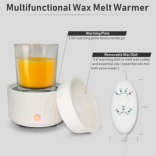 Miniatura 5 de Calentador de cera derretida con temporizador, quemador de cera 3 en 1, calentador de fragancia para velas perfumadas, tartas, aceites esenciales
