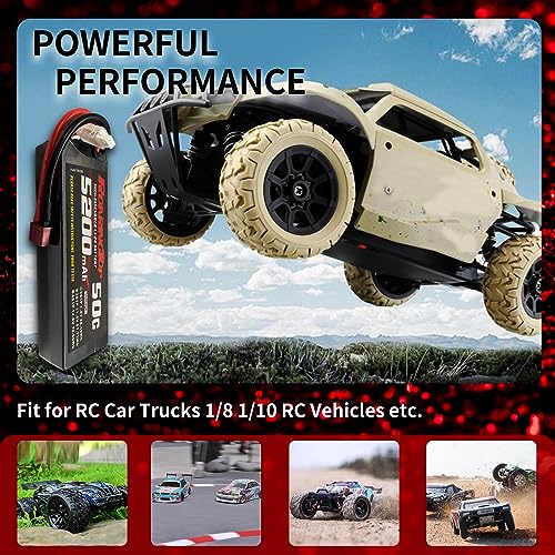RoaringTop 5200mAh 2S 7.4V 50C LiPo Batteria RC