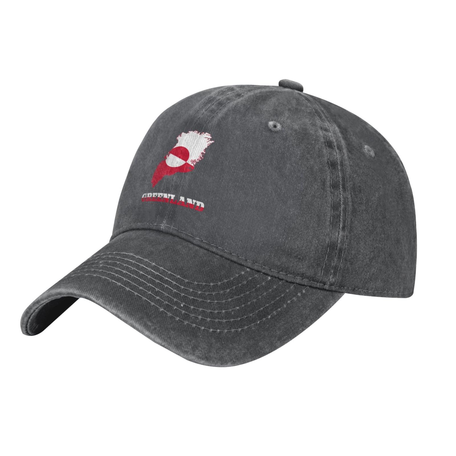Kwqdozf Unisex Deep Heather Flag Of The Greenlander Greenland Map Washed Denim Dad Hat Baseball Cap Breathable Fishing Hats