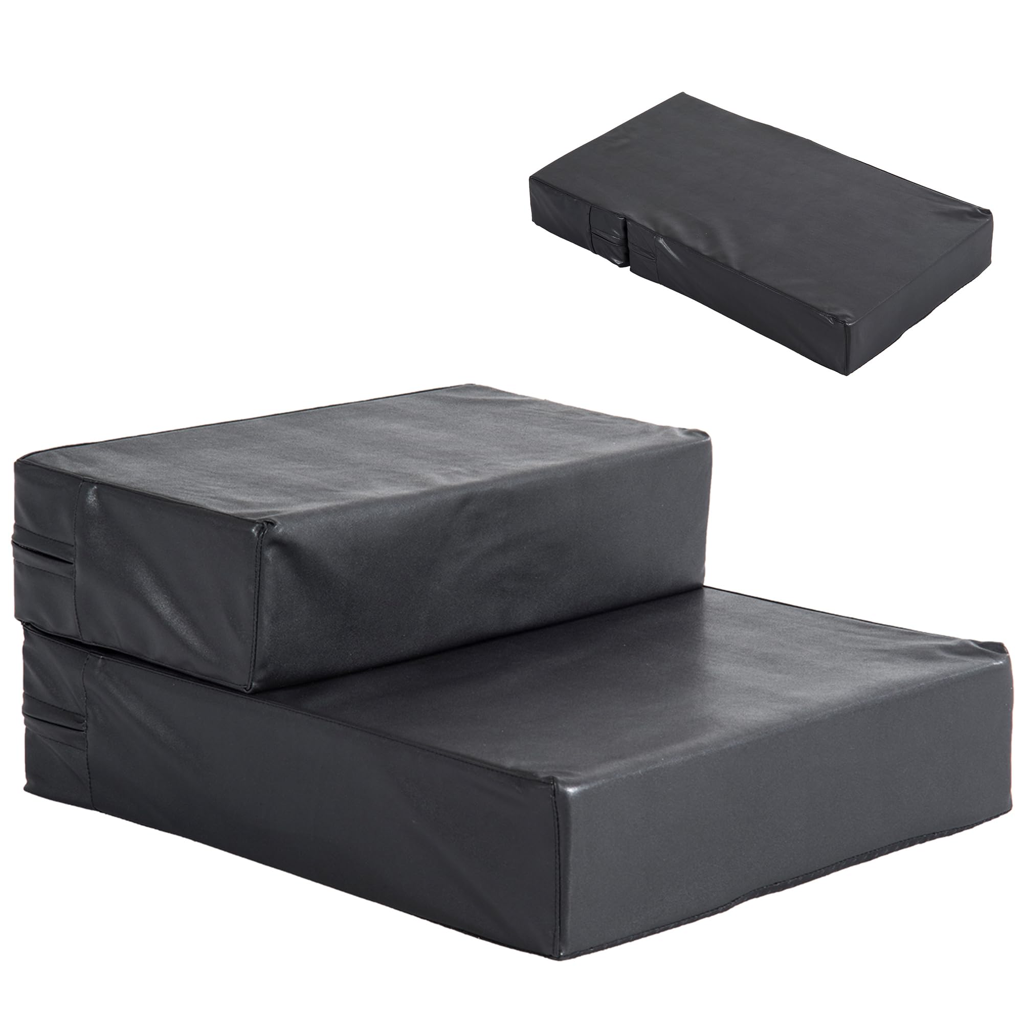 PawHut Escalones 2 escalones 20 cm Perros pequeños hasta 7 kg Negro