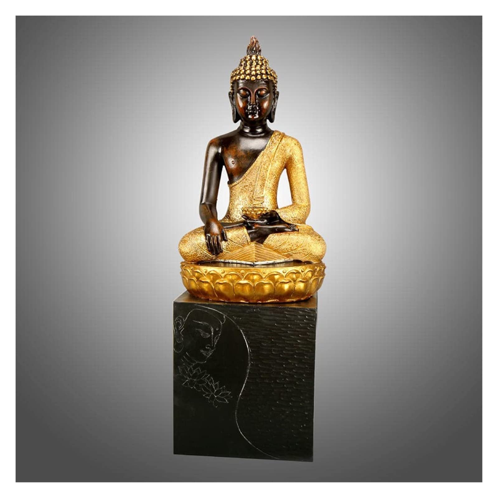 RLKHXBS Adorno de jardín de Mesa Zen Resina Buda Decoración de Oro Tathagata Buddha Entrada de la Suerte Tathagata Buddha