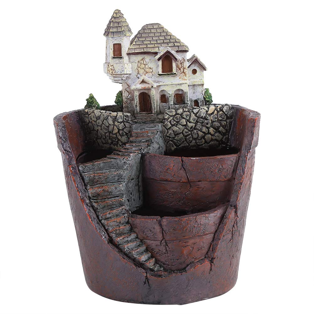 Kreativer Harz-Sukkulenten-Blumentopf-Behälter, Kräuter-Blumen-Korb, Pflanzgefäß, Heimgarten-Dekoration, süßes Haus-Design, Mini-Garten-Puppenhaus-Dekoration, hochwertiges, (Villa)