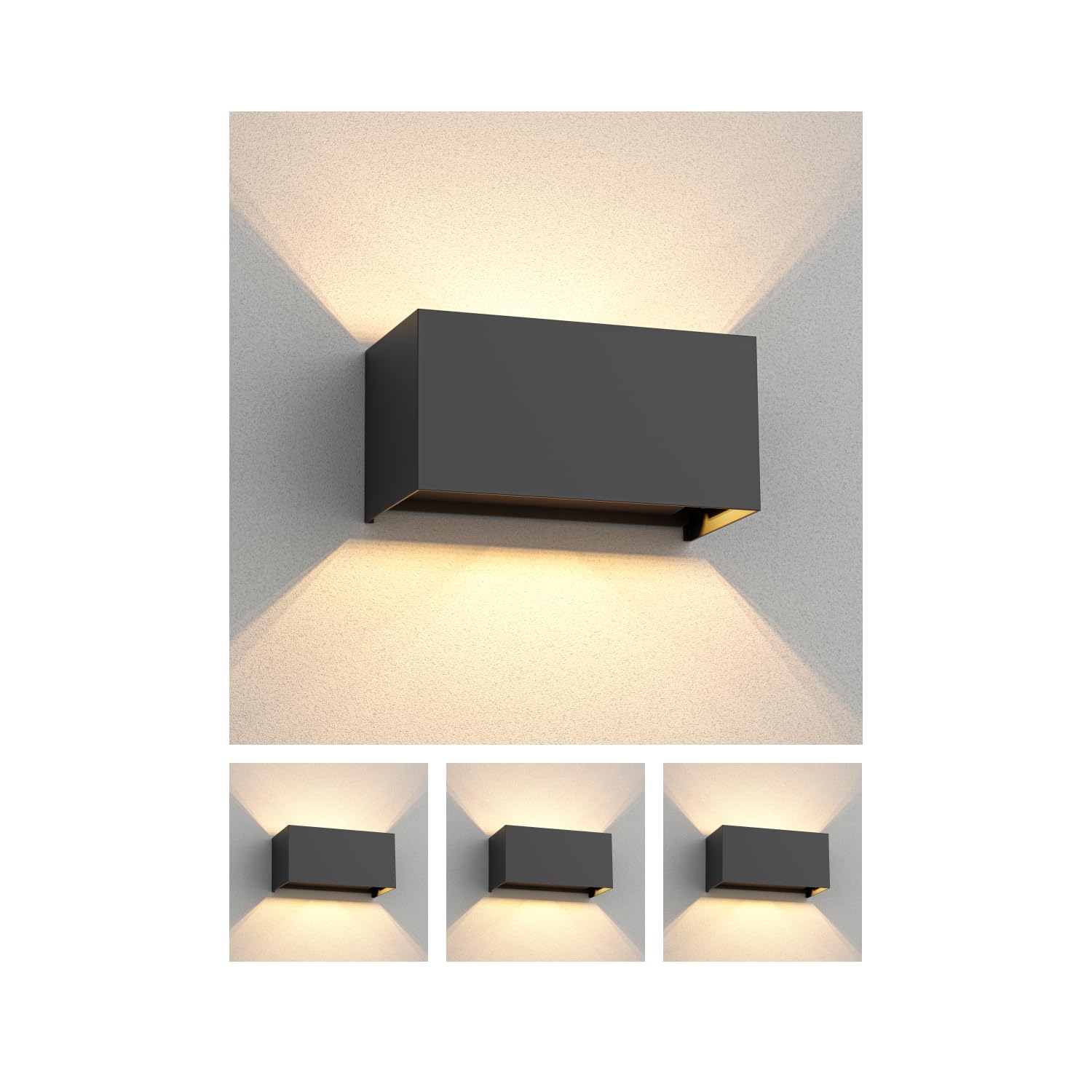 ledscom.de 4 x CUBEL wall Light for Outdoors, IP65, up/Downlight, Anthracite matt, Rectangular, 2X G9 max. 10W
