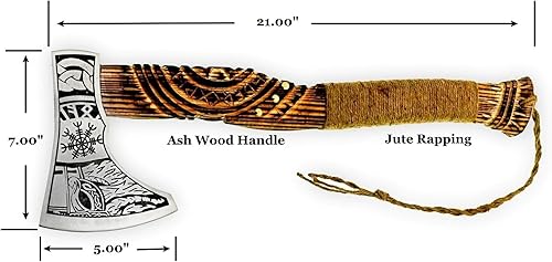 Miniatura 2 de Hacha de caza con hacha de mano personalizada para exteriores, hacha vikinga, mango de madera, hacha Tomahawk con funda de cuero, regalo para