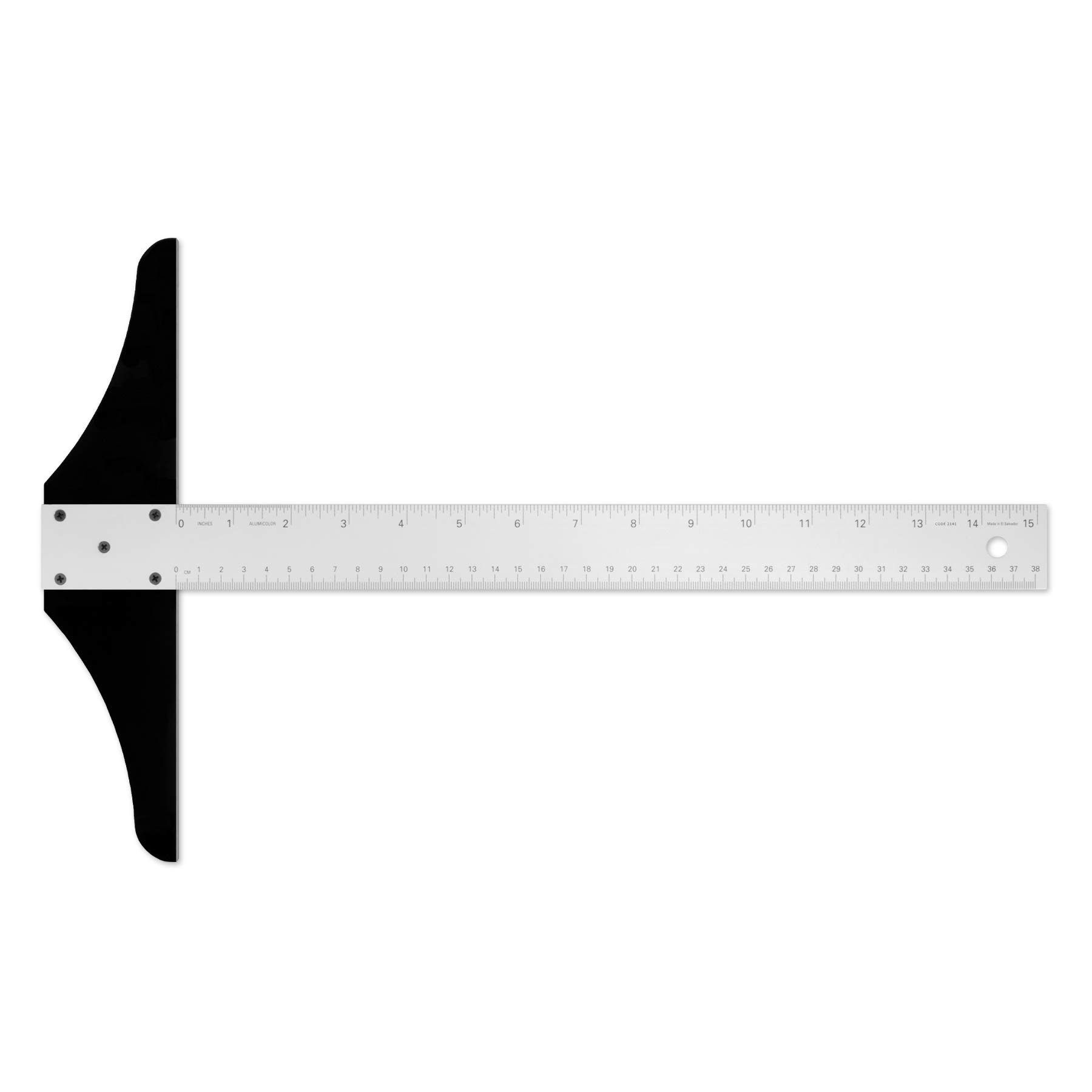 Alumicolor 2141-1 T-Quadrate aus Aluminium, rutschfest, 38 cm, silberfarben