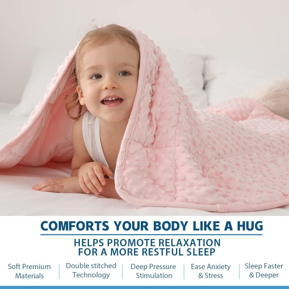 Kids Weighted Blanket Twin 5lbs (36"×48",Pink) Breathable Soft Minky Weighted Throw Blanket for All Season,Heavy Blanket with Premium Glass Beads - Image 3