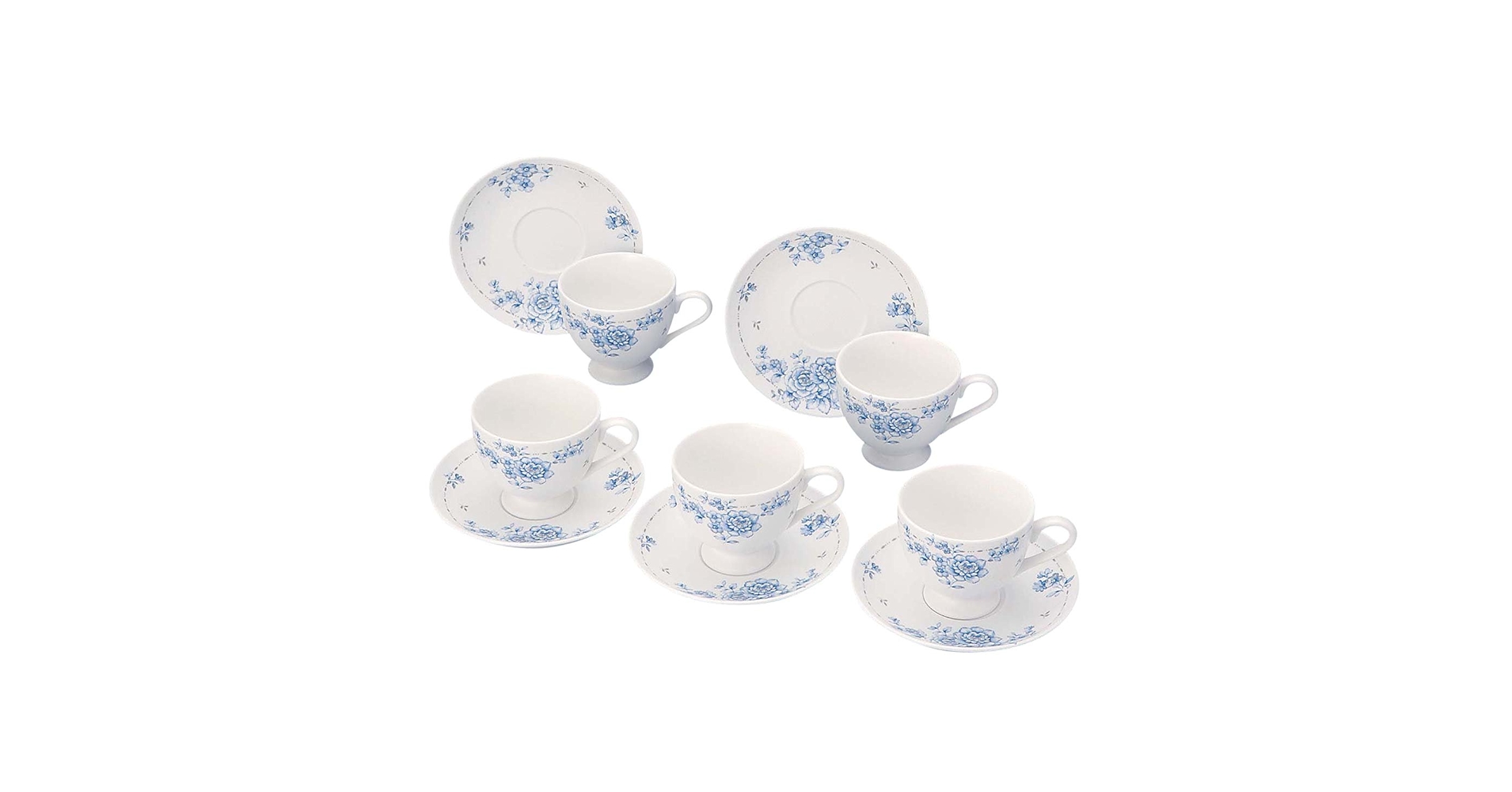 Amazon｜サンゴー ブルーフラワー 5客碗皿セット 6735-06｜カップ