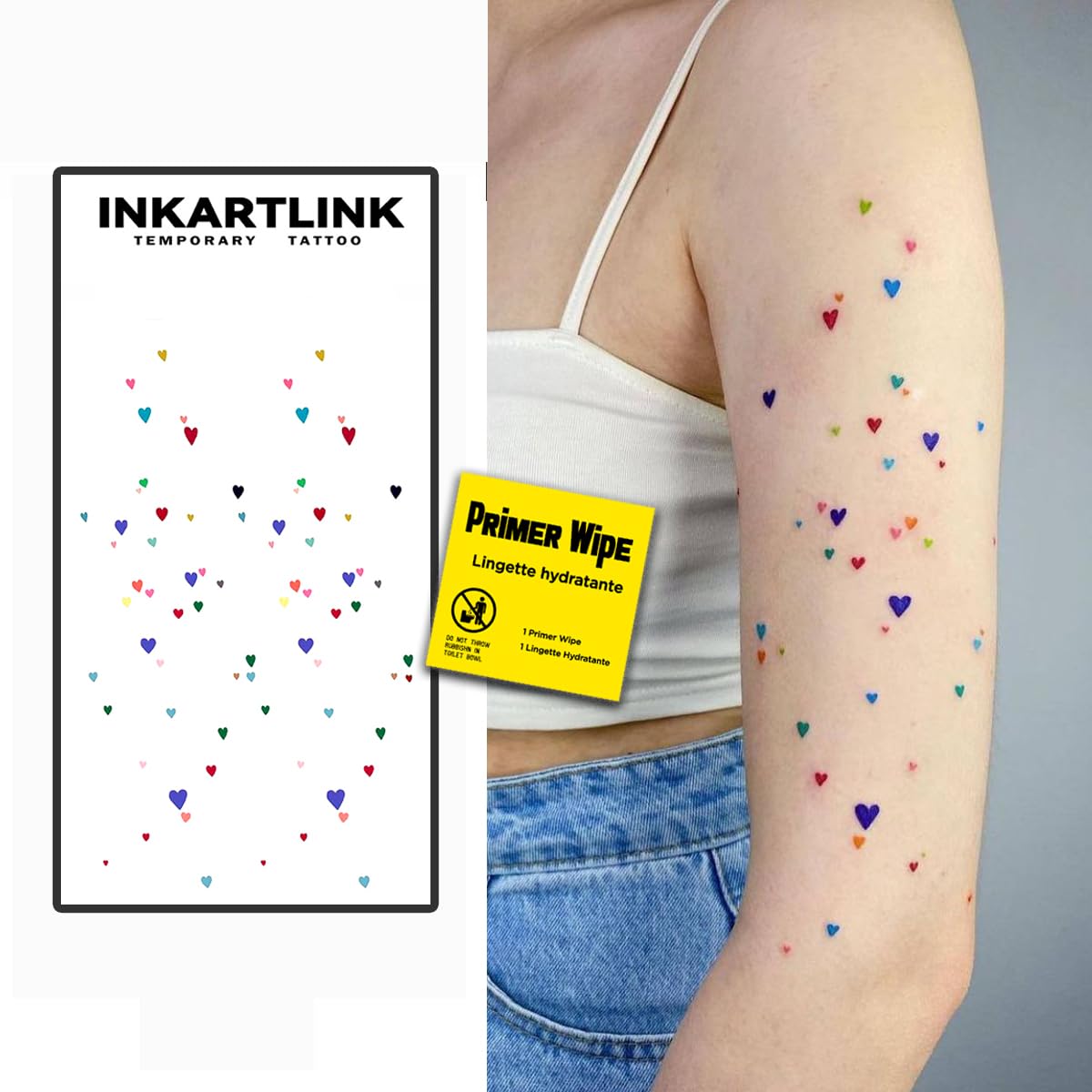 INKARTLINK 2 Sheets of Colorful Tattoo Stickers, Temporary, Party Tattoos, Last 1-5 Days, Bright Colors, Easy to Apply, Easy to Remove, Colorful