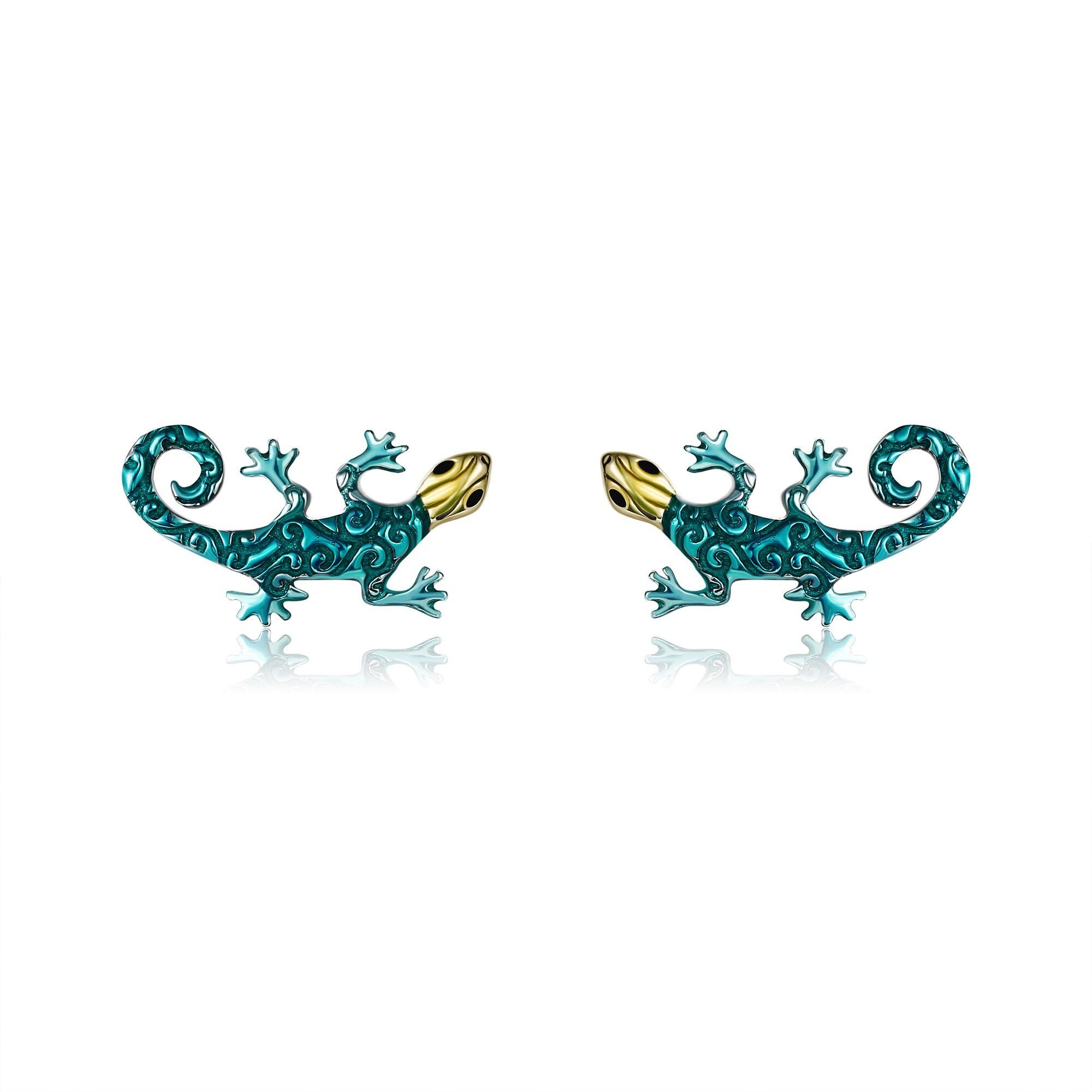 Eidechsen-Ohrringe Sterlingsilber Gecko-Ohrstecker Tierschmuck Geschenke für Frauen