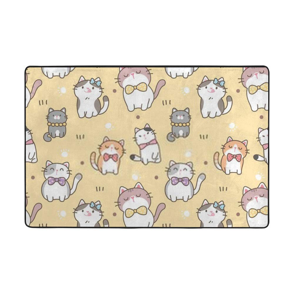 Tapis de salon chat jaune 203x147 cm pour réchauffer un sol froid
