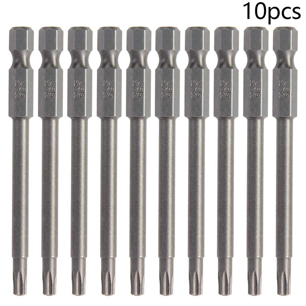 Embout De Tournevis SOURCING MAP 10Pcs T25 Torx Magnétique 1/4" Tige Hex 100mm Long Acier Allié S2 Inviolable Sécurité - Bricolage