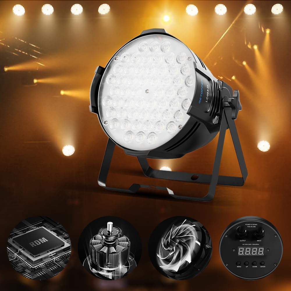 Bühnenbeleuchtung 54 LED 6500K Disco Licht DJ DMX512, Par Beleuchtung Bühne Beleuchtung Effekt DJ Lampe, 8CH Uplights im Freien für Hochzeit Bar DJ Show Disco Festival Party Event