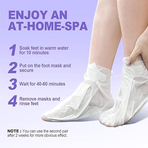 Miniatura 5 de Mascarilla exfoliante para pies, 3 pares, removedor exfoliante de callos para reparar talones agrietados y piel muerta y seca, para pies más suaves