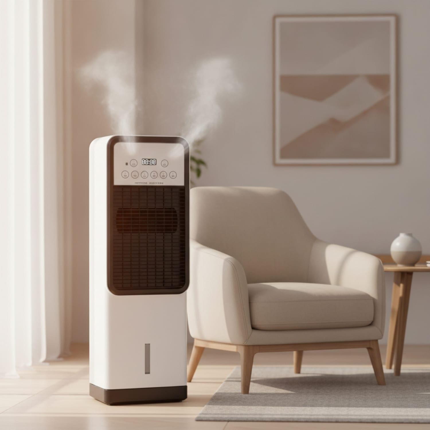Floor-Standing Evaporative Air Cooler Space-Saving Unit Fan with Water Tank Compact Swamp Cooler Portable for Bedroom, Living Room, Home Office, Apartment, Cold Only-image-0