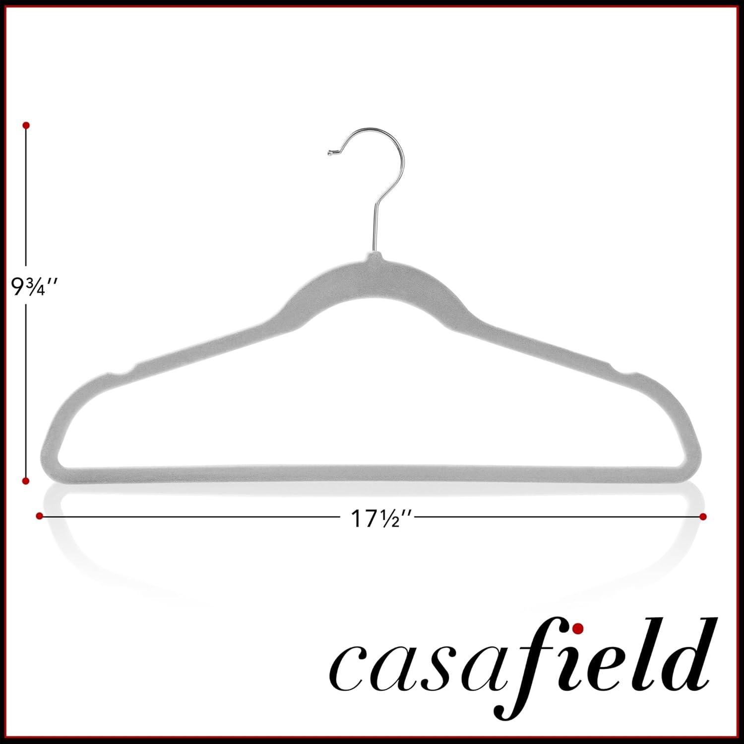 Casafield 100 Gray Velvet Suit Hangers - Space Saving, Non-Slip & Swivel Hook for Dress Clothes, Coats, Pants, Shirts, Skirts