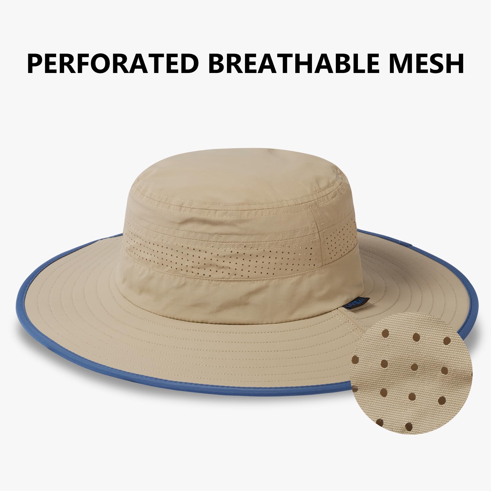 Sombrero plegable UPF 50+ resistente al agua con malla perforada láser ajustable para hombres y mujeres al aire libre