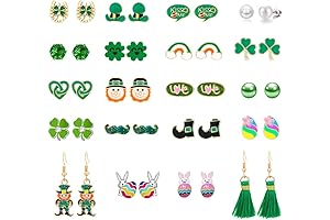 20 Pairs Hypoallergenic St. Patrick's Day Earrings Bulk Sets for Girls