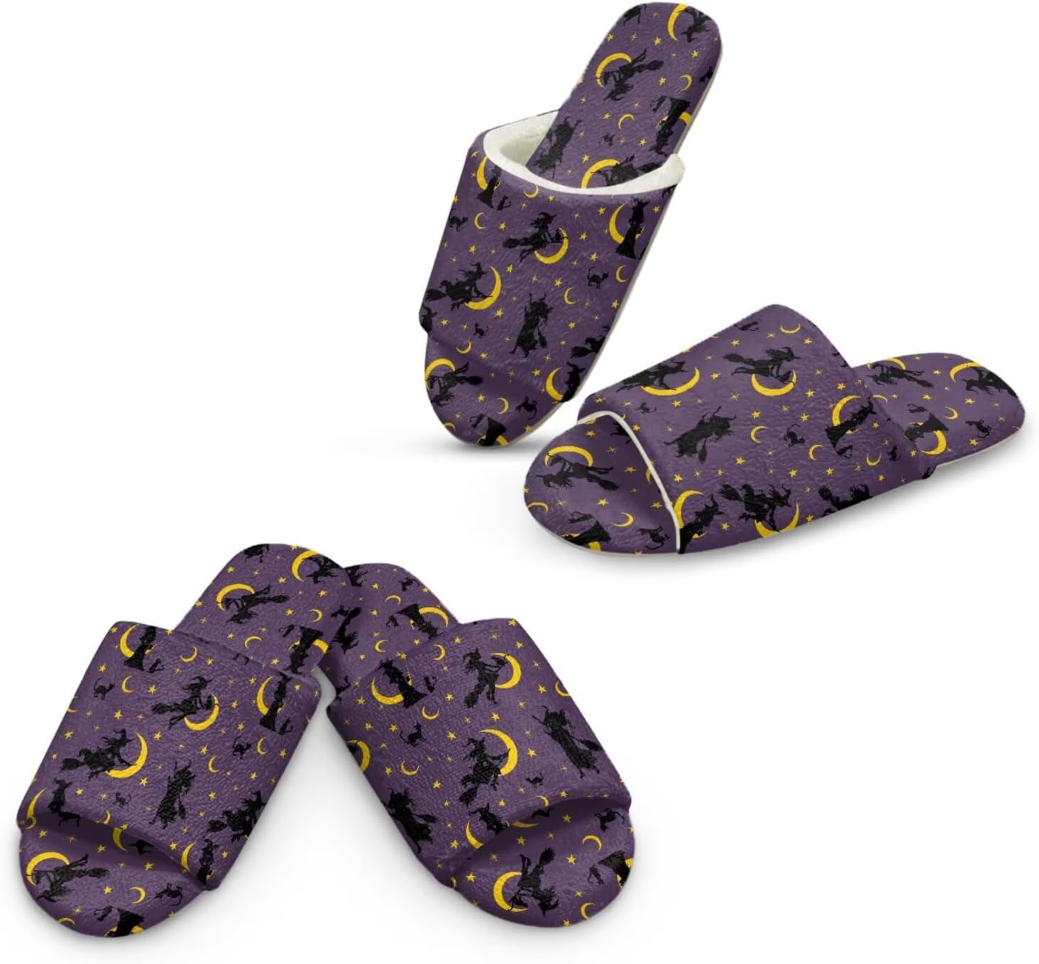 Jeiento Womens House Slippers 2 Pairs Comfortable Slip On House Slides Slipper Indoor Shoes Fuzzy Memory Foam Spa Slipepr for Guest Family