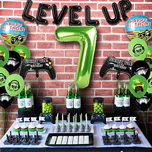 25 Pcs Video Game Birthday Party Decoration Balloons Game On Party Supplies Set Level Up Banner Video Game Party Balloons Gamer Fan Birthday Decorations For Kids Girls Boys 7Th Birthday Party #TOP1