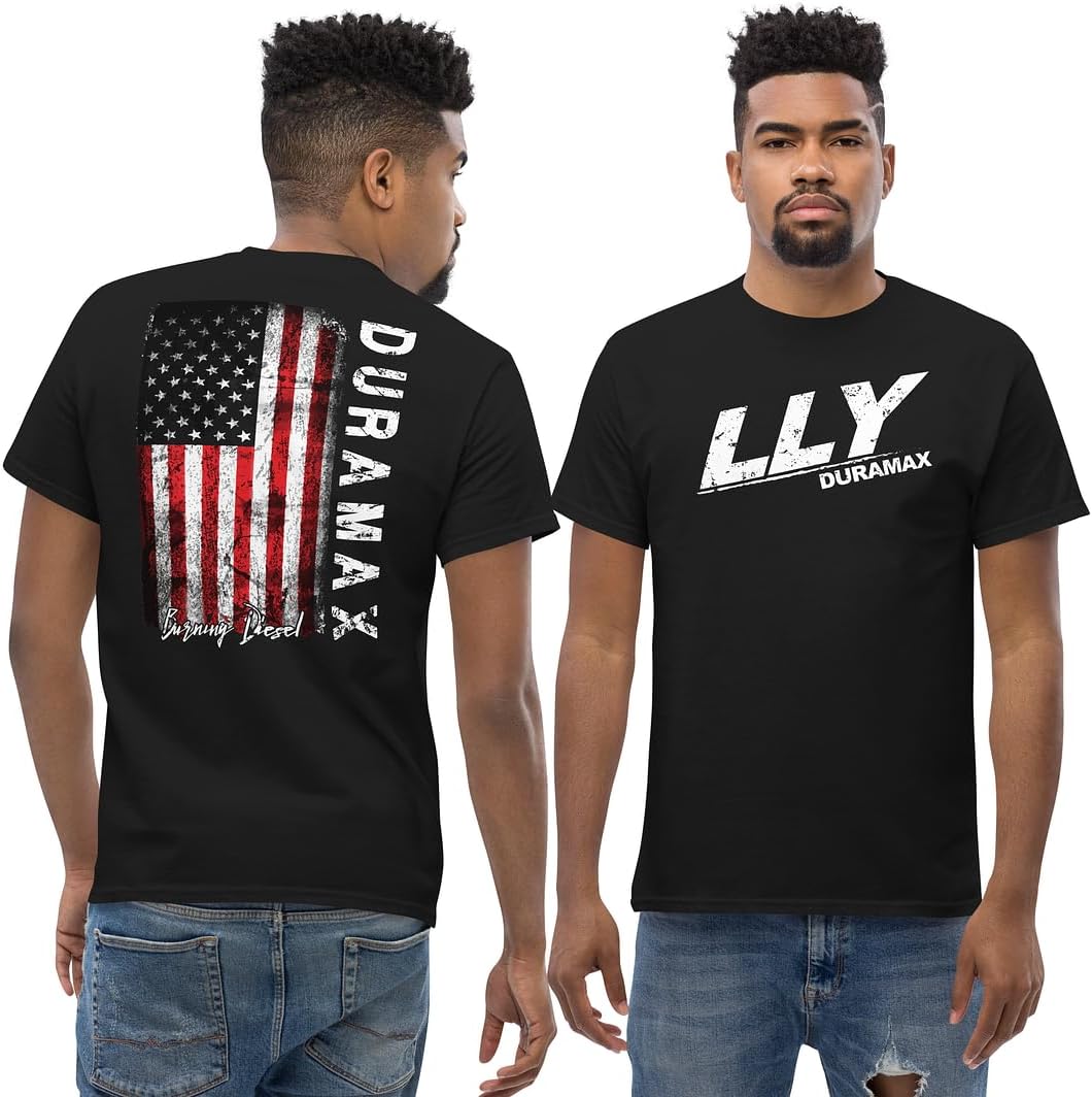 LLY Duramax T-Shirt Mens Patriotic Diesel Truck Tshirt American Flag Tee Shirt