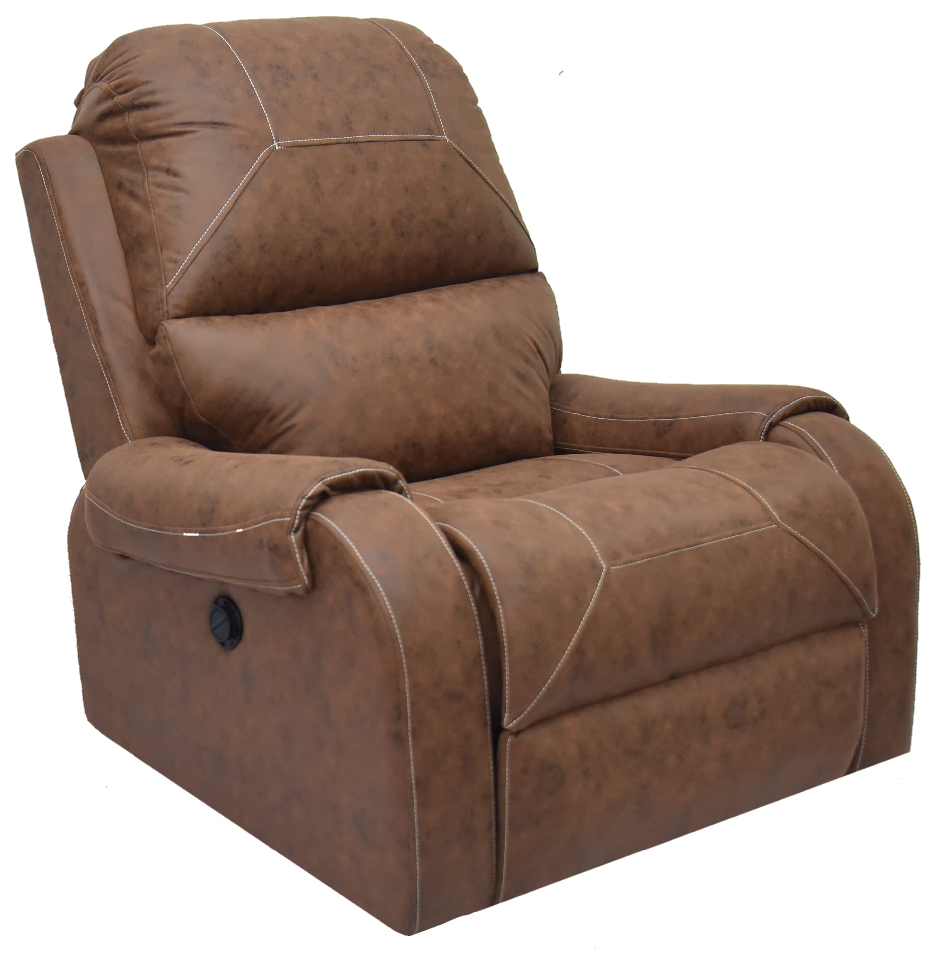 Motorized Recliner with Rocking and Swivel Function in Tan Suede Fabric