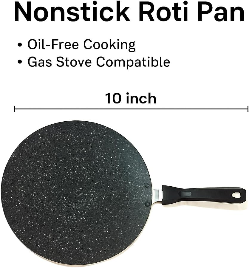 G&D Roti Pan Aluminium Chapati Tawa 4 MM with Free Wooden Spatula and Scrubber Ideal To Make Roti Chapati Paratha Non stick Crepe Pancake Pan Griddle (275mm)