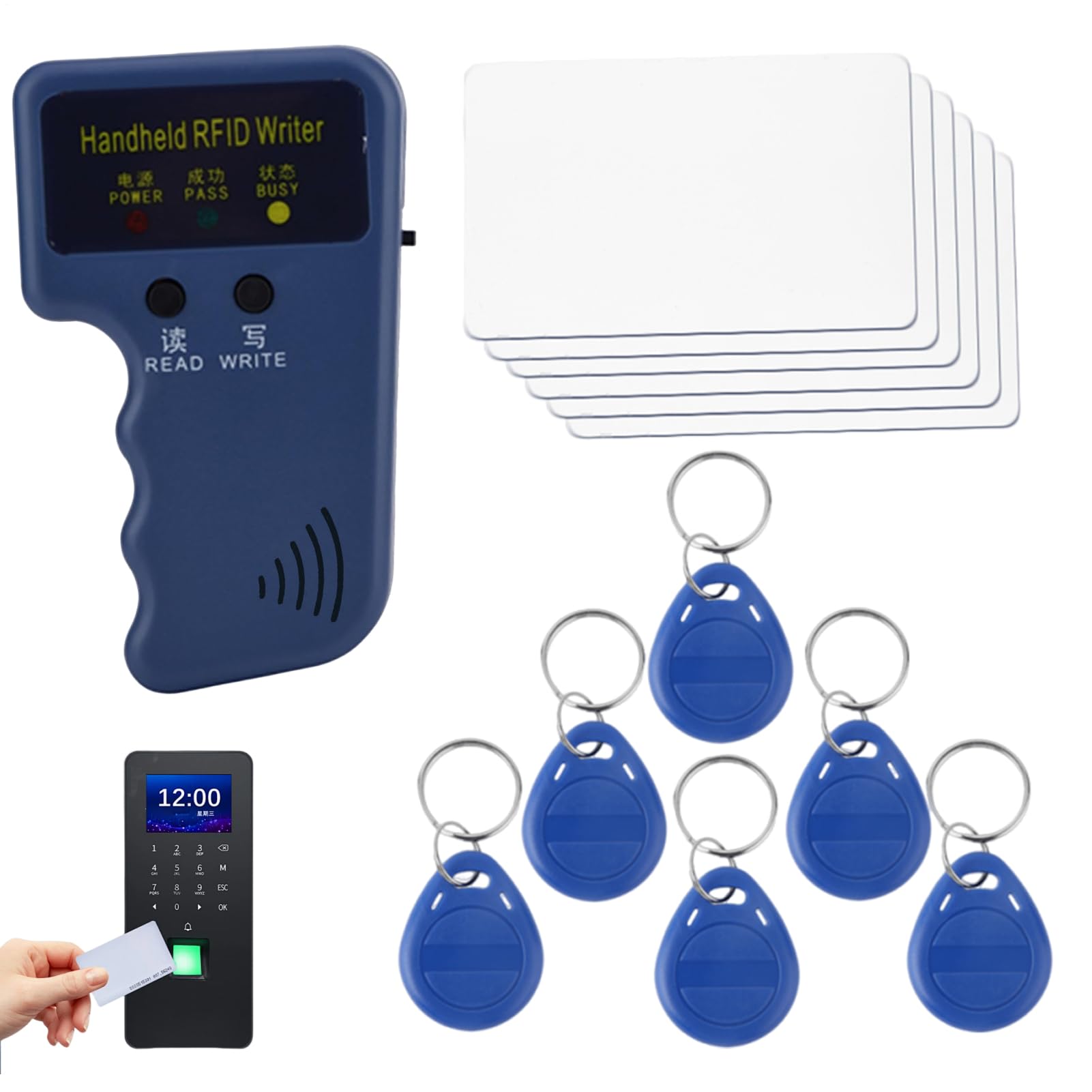 Duplicadora de tarjetas de acceso: ABS como se muestra | Copiadora portátil con 6 etiquetas grabables, duplicadora de fotocopiadora de identificación, tarjeta de baja frecuencia de 125 kHz, llave