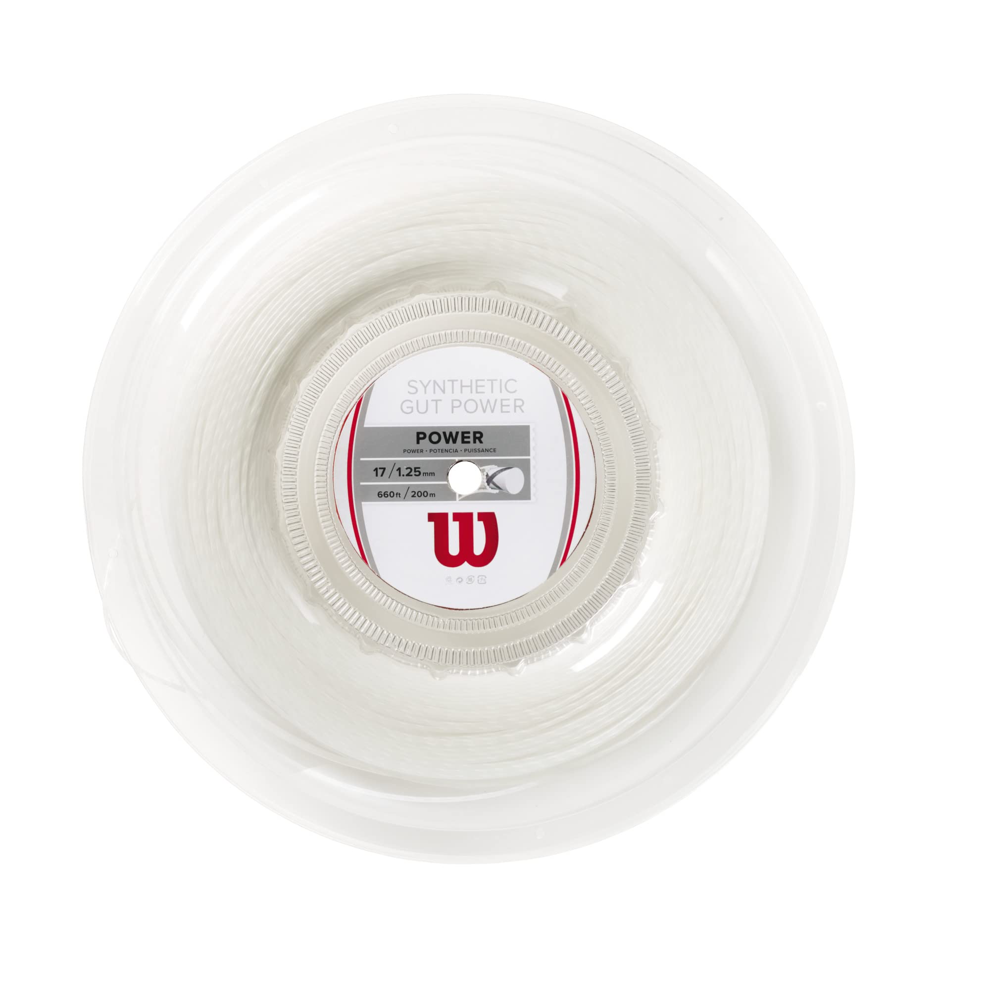 WILSON Synthetic Gut Power Tennis String - Set and 200m Reel, 16 and 17 Gauge