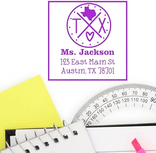 Miniatura 8 de Texas State Love - Sello de dirección cuadrado, uso con almohadilla de sellos, sello de correo de Texas, tamaño 1-58 pulgadas