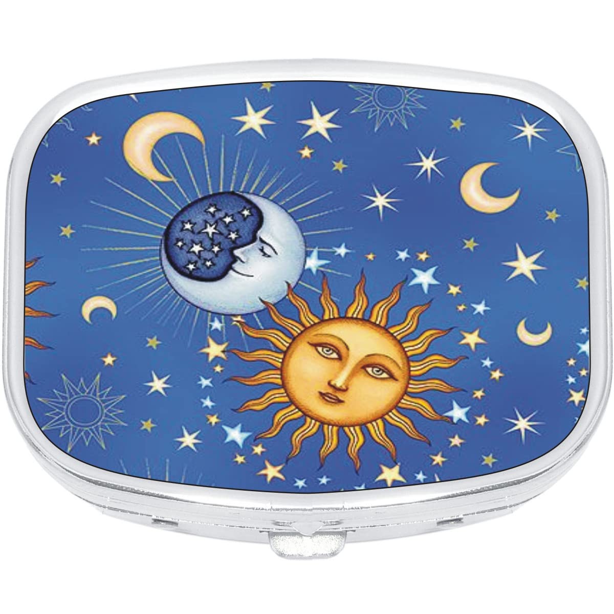 NewCharmsCelestial Moon and Stars Rectangle Pill Box Medicine and Vitamin Dispenser