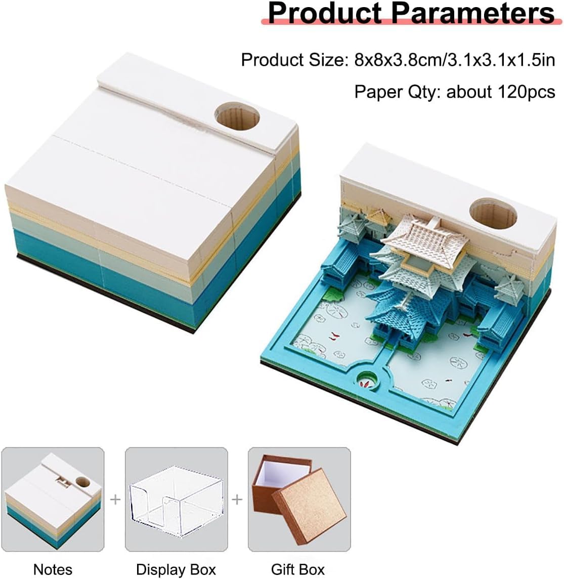 TEMKIN 3D Memo Pad,3D Notepad,3D Paper Sculpture Notepad,Hand Torn Construction Paper Sculpture Artwork,Paper Carving Art Notepad Non-Sticky Post Notes,Artsy Pads for Office Home Gifts Ornaments