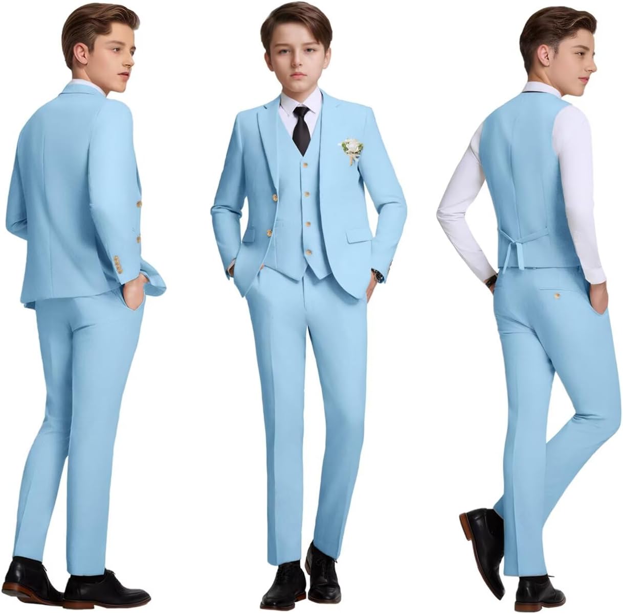 Retro Linen Boys Suit Slim Fit 5 Piece Sets Kids Wedding Outfit Linen Suits Casual Drawstring Tuxedo Set for Boy